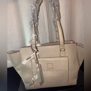 New Dooney and Bourke Light Taupe Florentine Leather East West Shopper